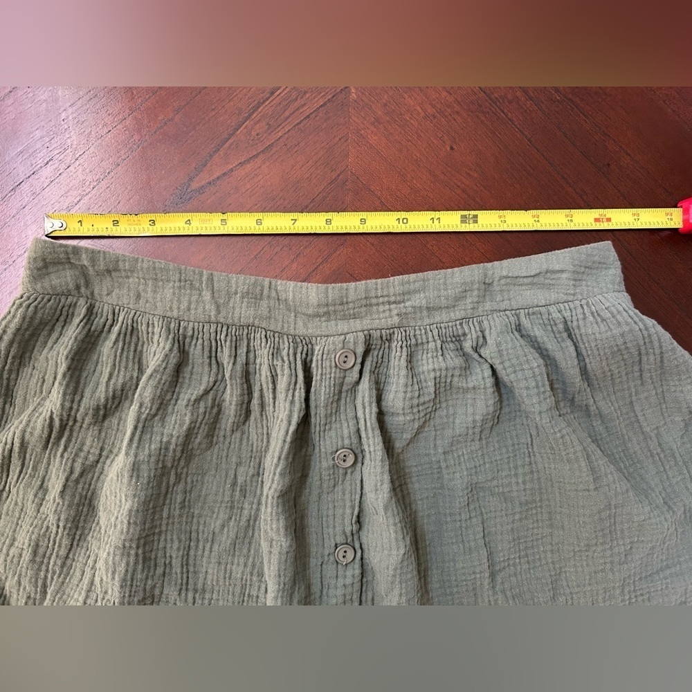 NEW Anthropologie Green Smocked Skater Mini Skirt - Picture 3 of 6